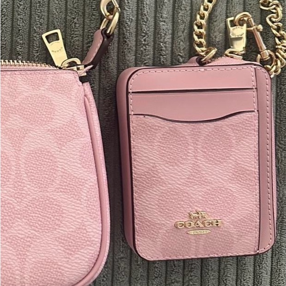 Coach Blush Pink Card Holder and Pouch Set